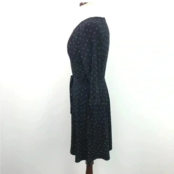 Ann Taylor black with  white and tan circle print dress sz 4 - Picture 2 of 8